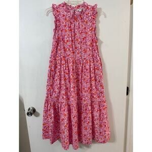 J. Crew Women's Tiered Ruffle Floral Print Sleeveless Midi Dress Size 6